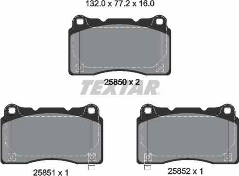 Textar 2585001 - Комплект спирачно феродо, дискови спирачки vvparts.bg