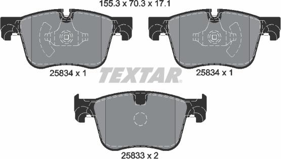 Textar 2583401 - Комплект спирачно феродо, дискови спирачки vvparts.bg