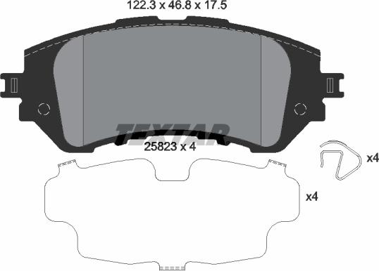 Textar 2582301 - Комплект спирачно феродо, дискови спирачки vvparts.bg