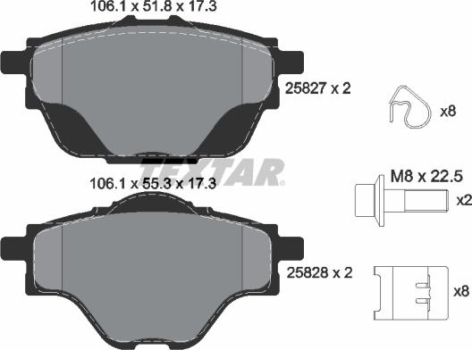 Textar 2582701 - Комплект спирачно феродо, дискови спирачки vvparts.bg