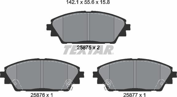 Textar 2587501 - Комплект спирачно феродо, дискови спирачки vvparts.bg