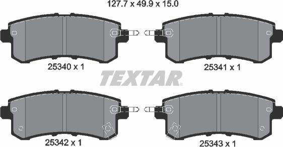 Textar 2534001 - Комплект спирачно феродо, дискови спирачки vvparts.bg