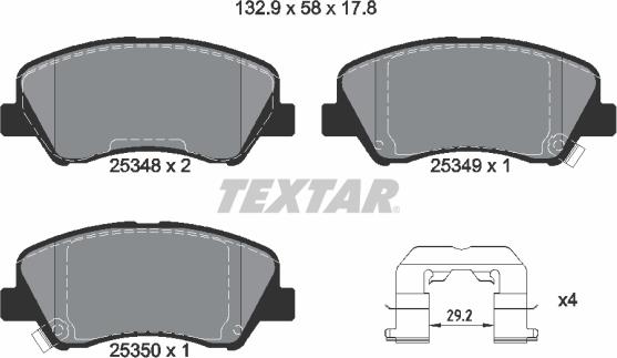 Textar 2534801 - Комплект спирачно феродо, дискови спирачки vvparts.bg