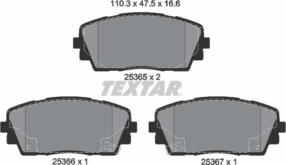 Textar 2536501 - Комплект спирачно феродо, дискови спирачки vvparts.bg