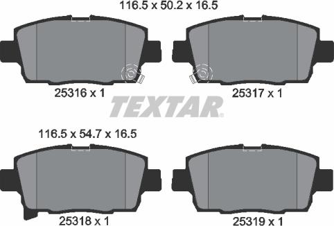 Textar 2531601 - Комплект спирачно феродо, дискови спирачки vvparts.bg