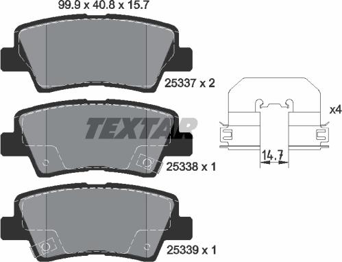 Textar 2533703 - Комплект спирачно феродо, дискови спирачки vvparts.bg