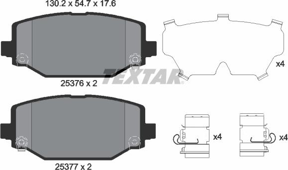 Textar 2537601 - Комплект спирачно феродо, дискови спирачки vvparts.bg