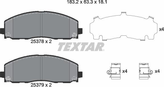 Textar 2537801 - Комплект спирачно феродо, дискови спирачки vvparts.bg