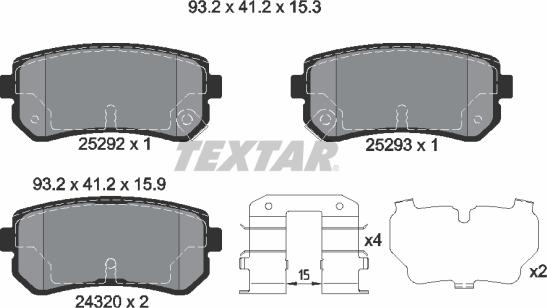 Textar 2529201 - Комплект спирачно феродо, дискови спирачки vvparts.bg