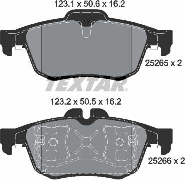 Textar 2526501 - Комплект спирачно феродо, дискови спирачки vvparts.bg