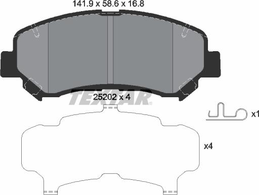 Textar 2520201 - Комплект спирачно феродо, дискови спирачки vvparts.bg