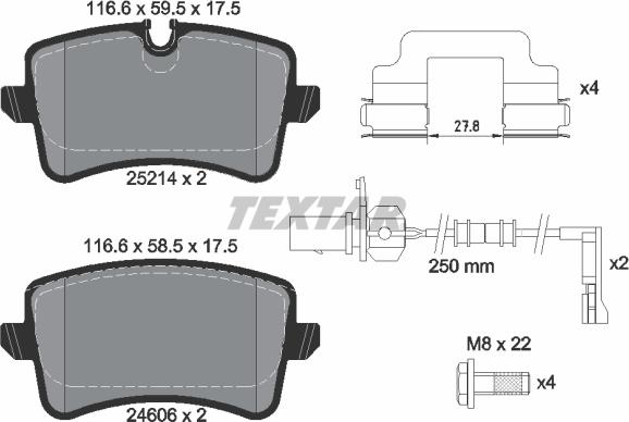Textar 2521404 - Комплект спирачно феродо, дискови спирачки vvparts.bg