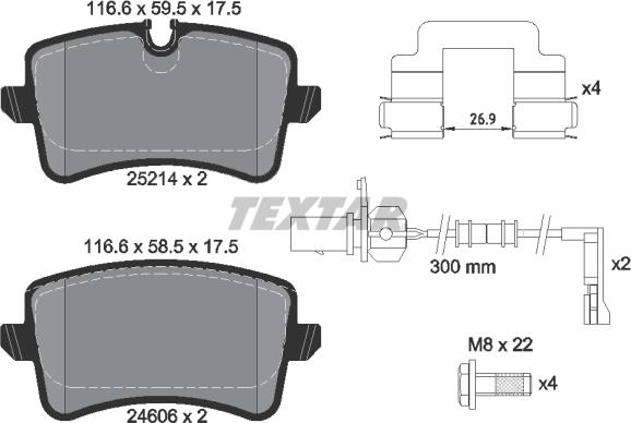 Textar 2521401 - Комплект спирачно феродо, дискови спирачки vvparts.bg