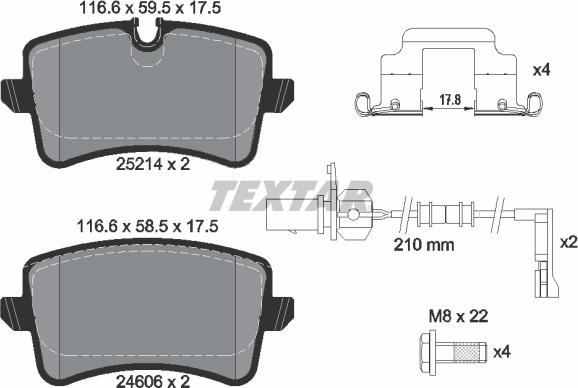 Textar 2521402 - Комплект спирачно феродо, дискови спирачки vvparts.bg