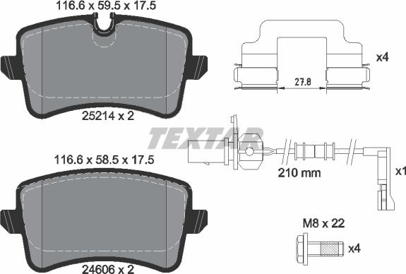 Textar 2521413 - Комплект спирачно феродо, дискови спирачки vvparts.bg