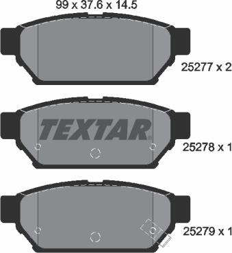 Textar 2527701 - Комплект спирачно феродо, дискови спирачки vvparts.bg