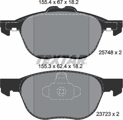 Textar 2574801 - Комплект спирачно феродо, дискови спирачки vvparts.bg