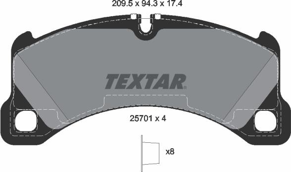 Textar 2570101 - Комплект спирачно феродо, дискови спирачки vvparts.bg