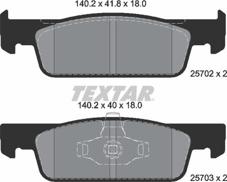 Textar 2570201 - Комплект спирачно феродо, дискови спирачки vvparts.bg