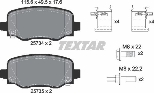 Textar 2573401 - Комплект спирачно феродо, дискови спирачки vvparts.bg