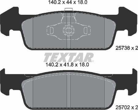 Textar 2573801 - Комплект спирачно феродо, дискови спирачки vvparts.bg