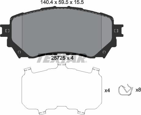 Textar 2572501 - Комплект спирачно феродо, дискови спирачки vvparts.bg