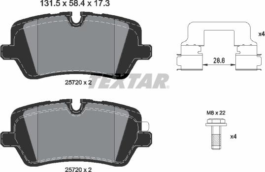 Textar 2572001 - Комплект спирачно феродо, дискови спирачки vvparts.bg