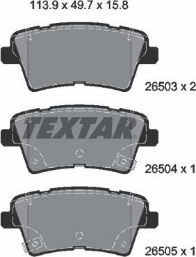 Textar 2650301 - Комплект спирачно феродо, дискови спирачки vvparts.bg