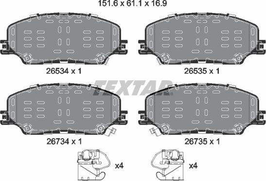 Textar 2653401 - Комплект спирачно феродо, дискови спирачки vvparts.bg