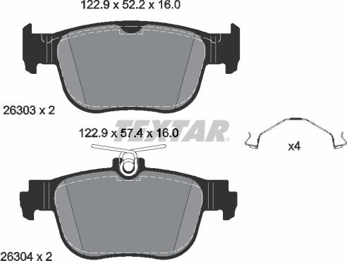 Textar 2630301 - Комплект спирачно феродо, дискови спирачки vvparts.bg