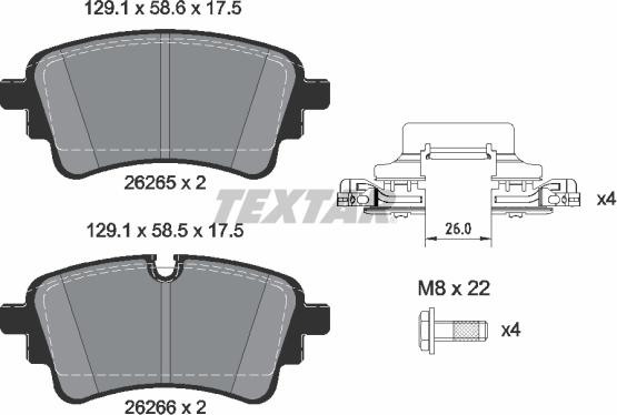 Textar 2626501 - Комплект спирачно феродо, дискови спирачки vvparts.bg