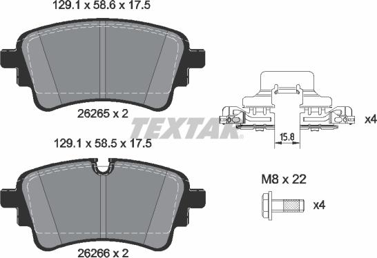 Textar 2626503 - Комплект спирачно феродо, дискови спирачки vvparts.bg