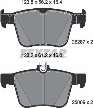 Textar 2628701 - Комплект спирачно феродо, дискови спирачки vvparts.bg