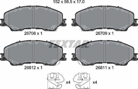 Textar 2670801 - Комплект спирачно феродо, дискови спирачки vvparts.bg