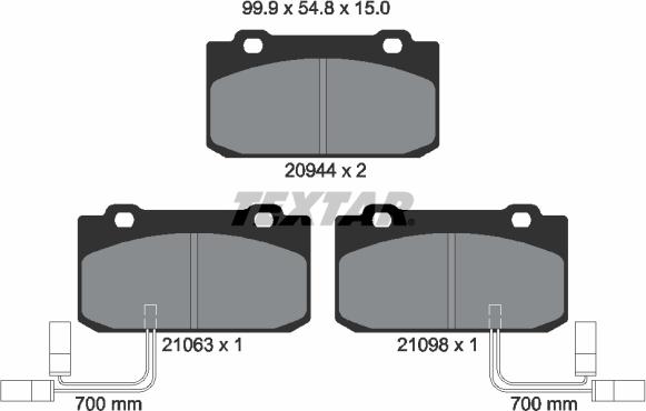 Textar 2094402 - Комплект спирачно феродо, дискови спирачки vvparts.bg