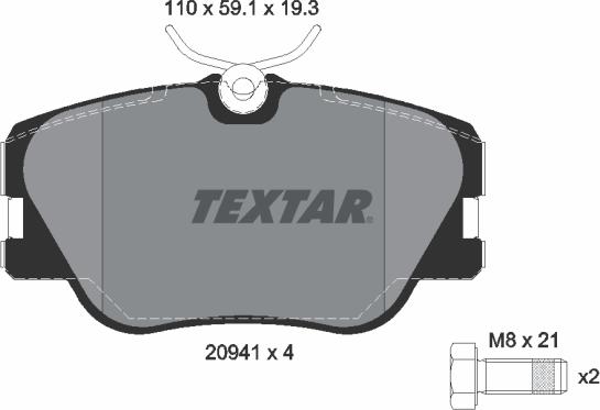 Textar 2094102 - Комплект спирачно феродо, дискови спирачки vvparts.bg