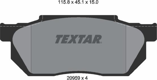 Textar 2095901 - Комплект спирачно феродо, дискови спирачки vvparts.bg