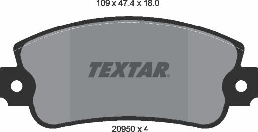 Textar 2095005 - Комплект спирачно феродо, дискови спирачки vvparts.bg