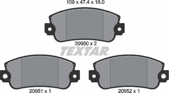 Textar 2095006 - Комплект спирачно феродо, дискови спирачки vvparts.bg