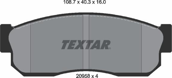 Textar 2095802 - Комплект спирачно феродо, дискови спирачки vvparts.bg
