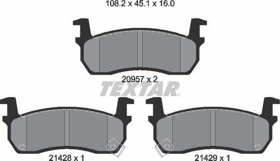 Textar 2095702 - Комплект спирачно феродо, дискови спирачки vvparts.bg