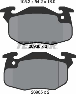 Textar 2090602 - Комплект спирачно феродо, дискови спирачки vvparts.bg