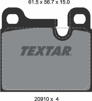 Textar 2091001 - Комплект спирачно феродо, дискови спирачки vvparts.bg