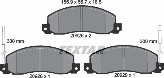Textar 2092602 - Комплект спирачно феродо, дискови спирачки vvparts.bg