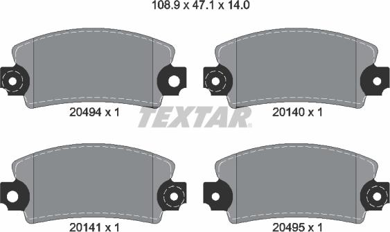 Textar 2049401 - Комплект спирачно феродо, дискови спирачки vvparts.bg