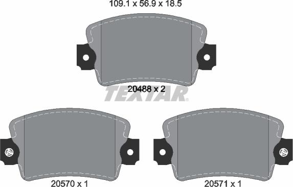 Textar 2048802 - Комплект спирачно феродо, дискови спирачки vvparts.bg