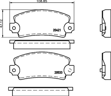 Textar 2042102 - Комплект спирачно феродо, дискови спирачки vvparts.bg