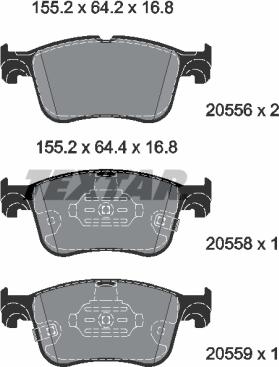 Textar 2055601 - Комплект спирачно феродо, дискови спирачки vvparts.bg