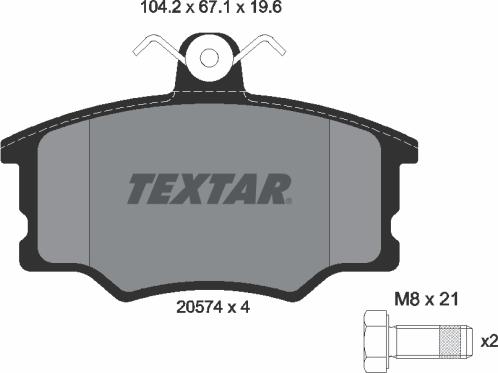 Textar 2057402 - Комплект спирачно феродо, дискови спирачки vvparts.bg