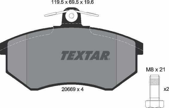 Textar 2066921 - Комплект спирачно феродо, дискови спирачки vvparts.bg